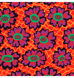 Brandon Mably Kaffe Collective Spring 2023, Flower Net in Crimson, Fabric Half-Yards