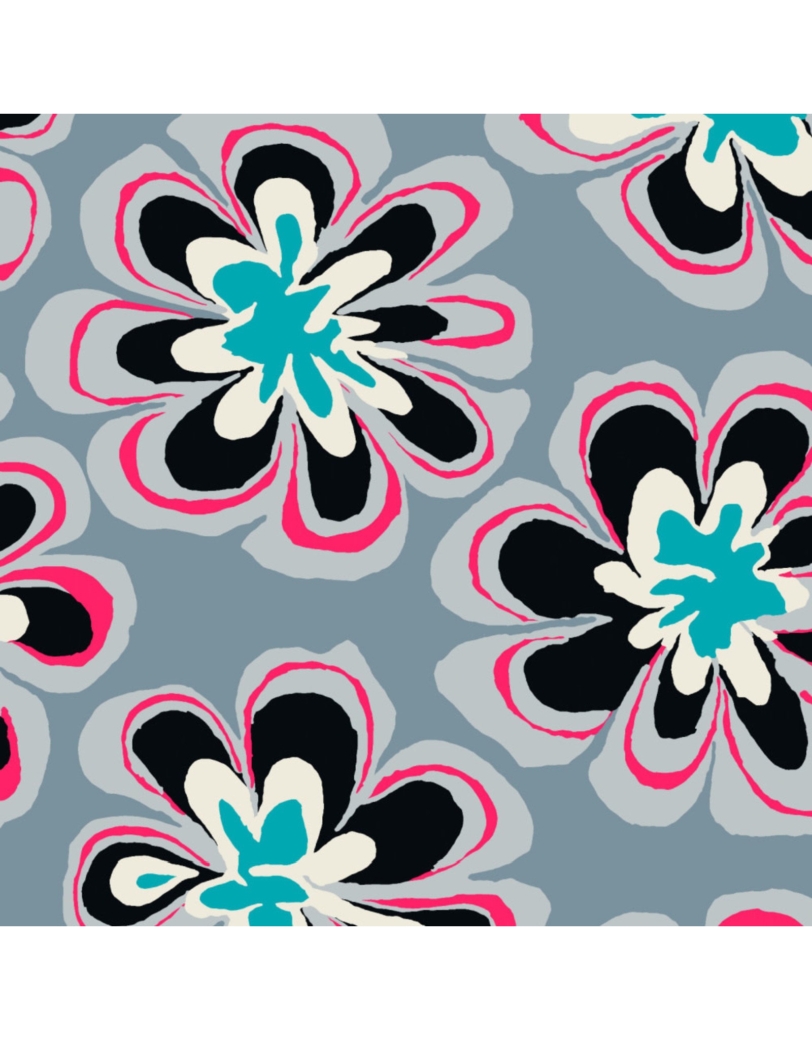 Brandon Mably Kaffe Collective Spring 2023, Funky Floral in Grey, Fabric Half-Yards