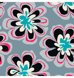 Brandon Mably Kaffe Collective Spring 2023, Funky Floral in Grey, Fabric Half-Yards