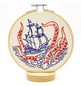 Hook, Line & Tinker Kraken and Ship, Embroidery Kit