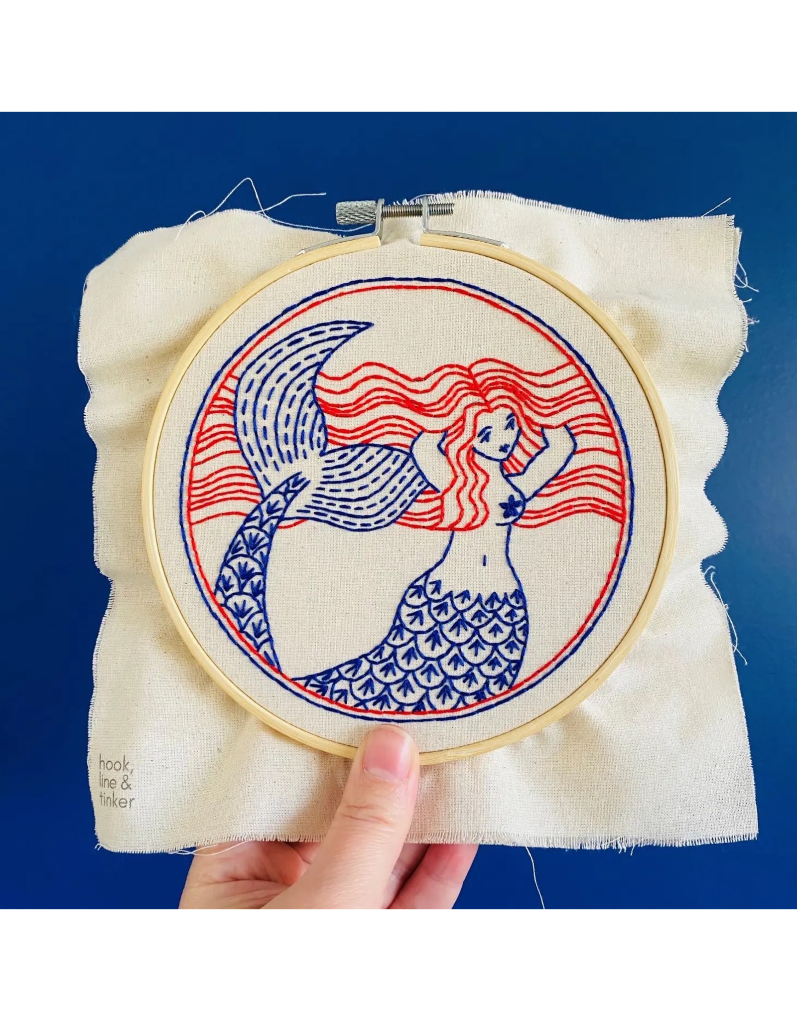 Hook, Line & Tinker Mermaid, Embroidery Kit