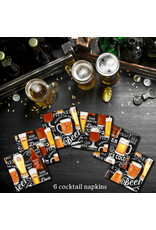 PD The Cave, Beers on Chalkboard in Black, Set of 6 Cocktail Napkins