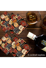 PD The Cave, Whiskey Coasters in Black, Set of 6 Cocktail Napkins
