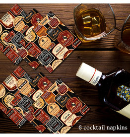 PD The Cave, Whiskey Coasters in Black, Set of 6 Cocktail Napkins