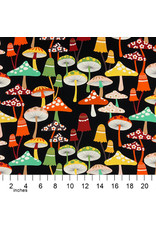 Alexander Henry Fabrics Fall Harvest,  Harvest Mushroom in Black, Fabric Half-Yards