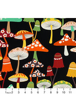 Alexander Henry Fabrics Fall Harvest,  Harvest Mushroom in Black, Fabric Half-Yards