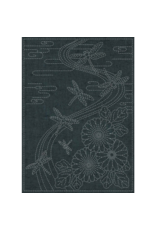 QHTextiles ON ORDER-Sashiko Cloth, Twilight Dragonfly on Yarn-Dyed Blue