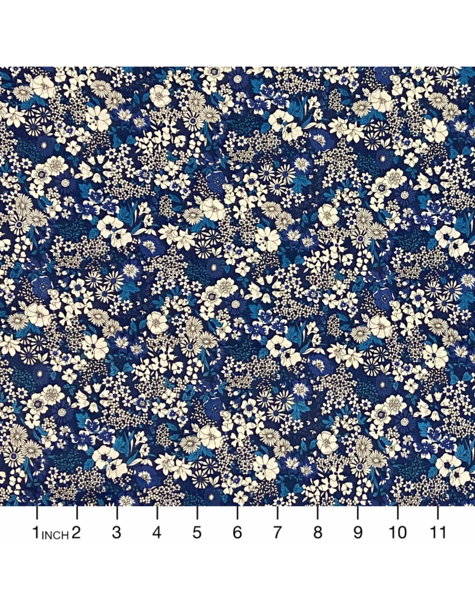 Kokka, Japan Cotton Lawn, Kokka Japan, Ditsy Floral in Blue, Fabric Half-Yards
