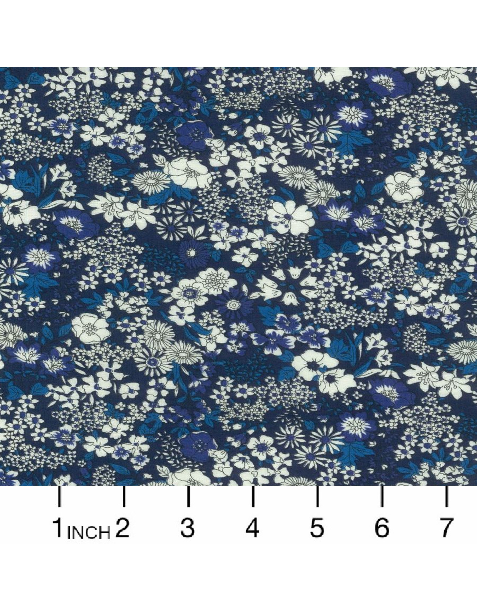 Kokka, Japan Cotton Lawn, Kokka Japan, Ditsy Floral in Blue, Fabric Half-Yards