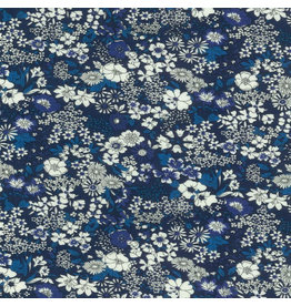 Kokka, Japan Cotton Lawn, Kokka Japan, Ditsy Floral in Blue, Fabric Half-Yards