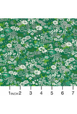 Kokka, Japan Cotton Lawn, Kokka Japan, Ditsy Floral in Green, Fabric Half-Yards