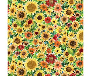 Sunflower Fabric By The Yard - Sunflowers on Turquoise Fabric - Halloween  Fabric – Pip Supply