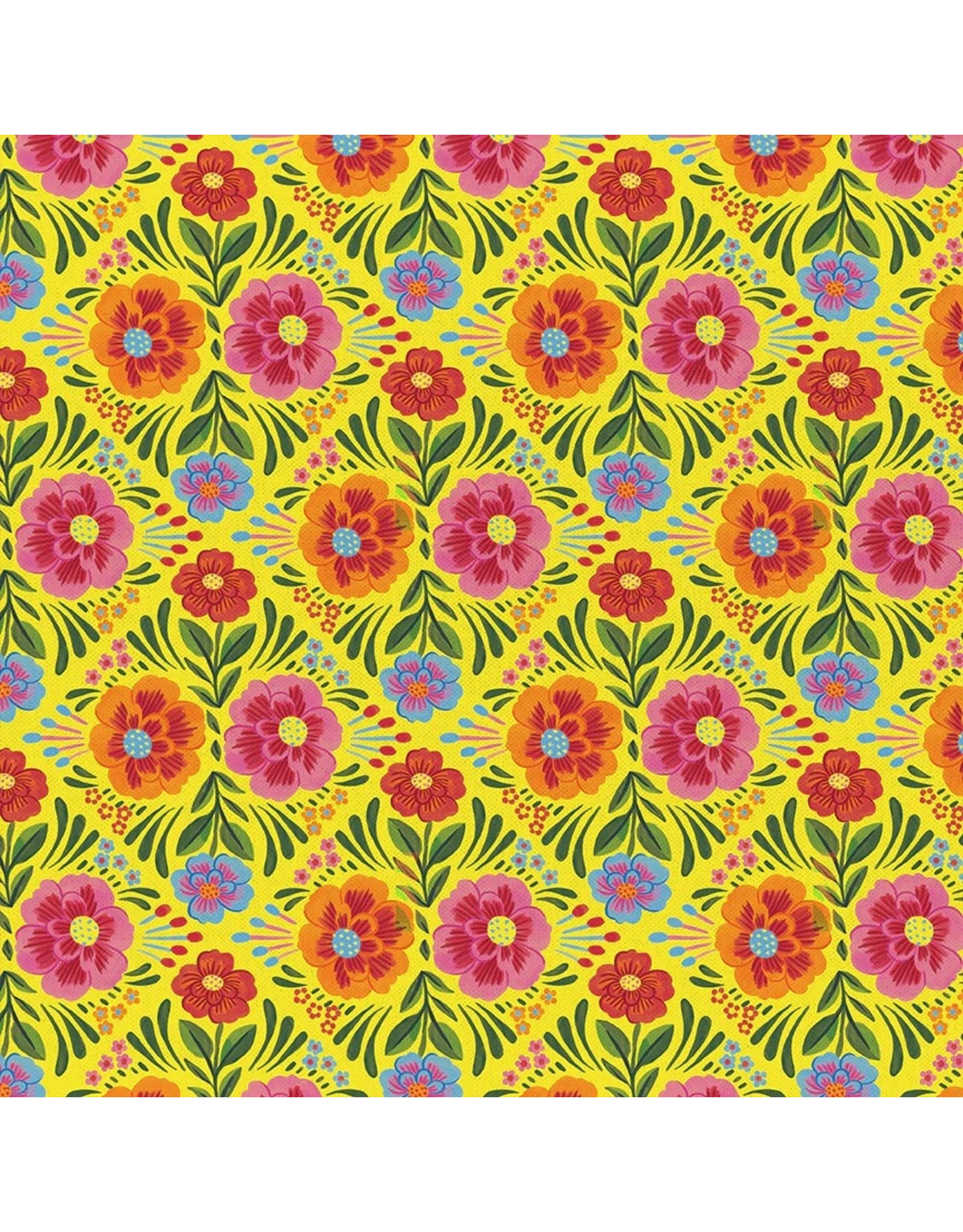 Paintbrush Studio Viva Mexico, Marigolds in Yellow, Fabric Half-Yards