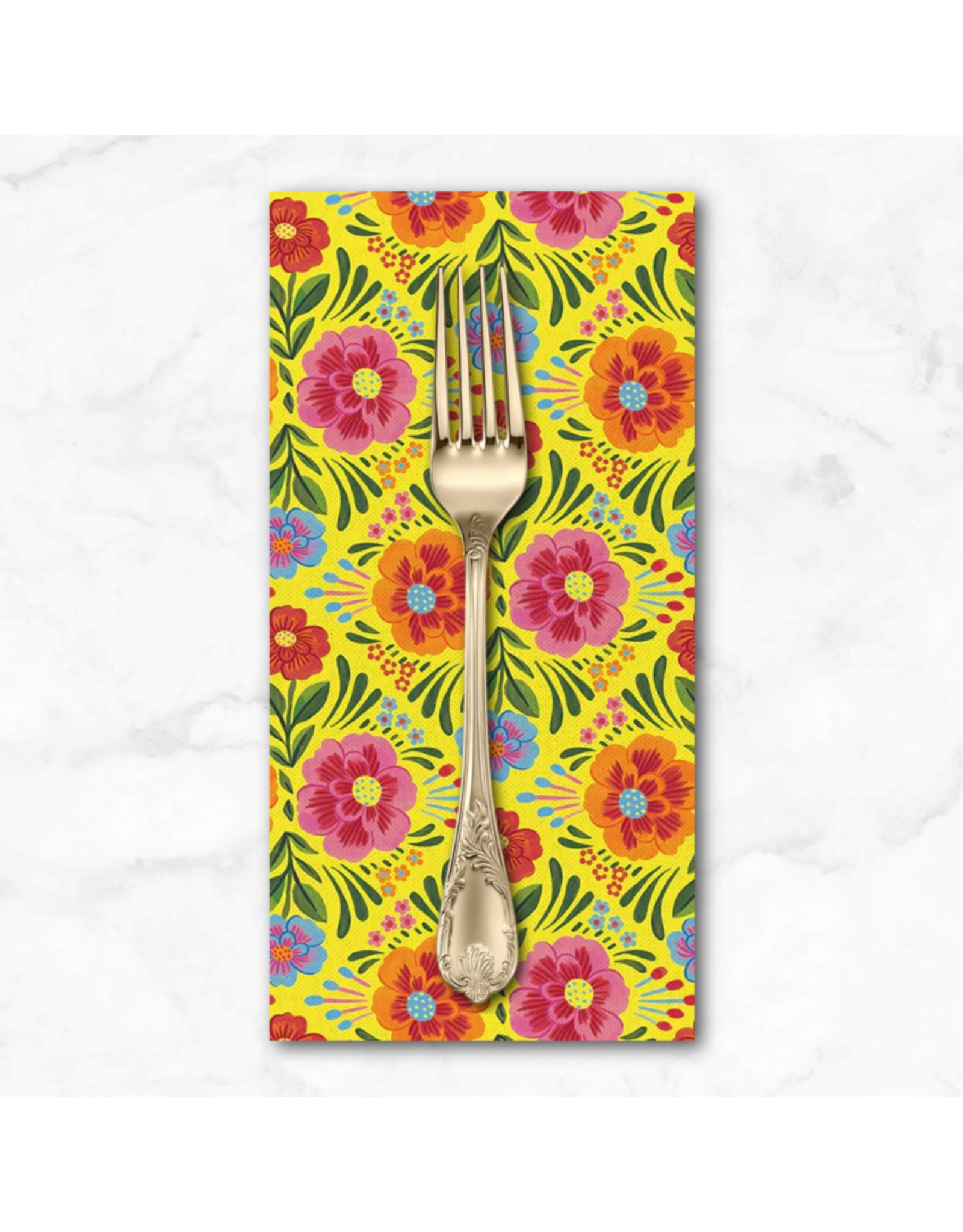 PD's Paintbrush Studio Collection Viva Mexico, Marigolds in Yellow, Dinner Napkin