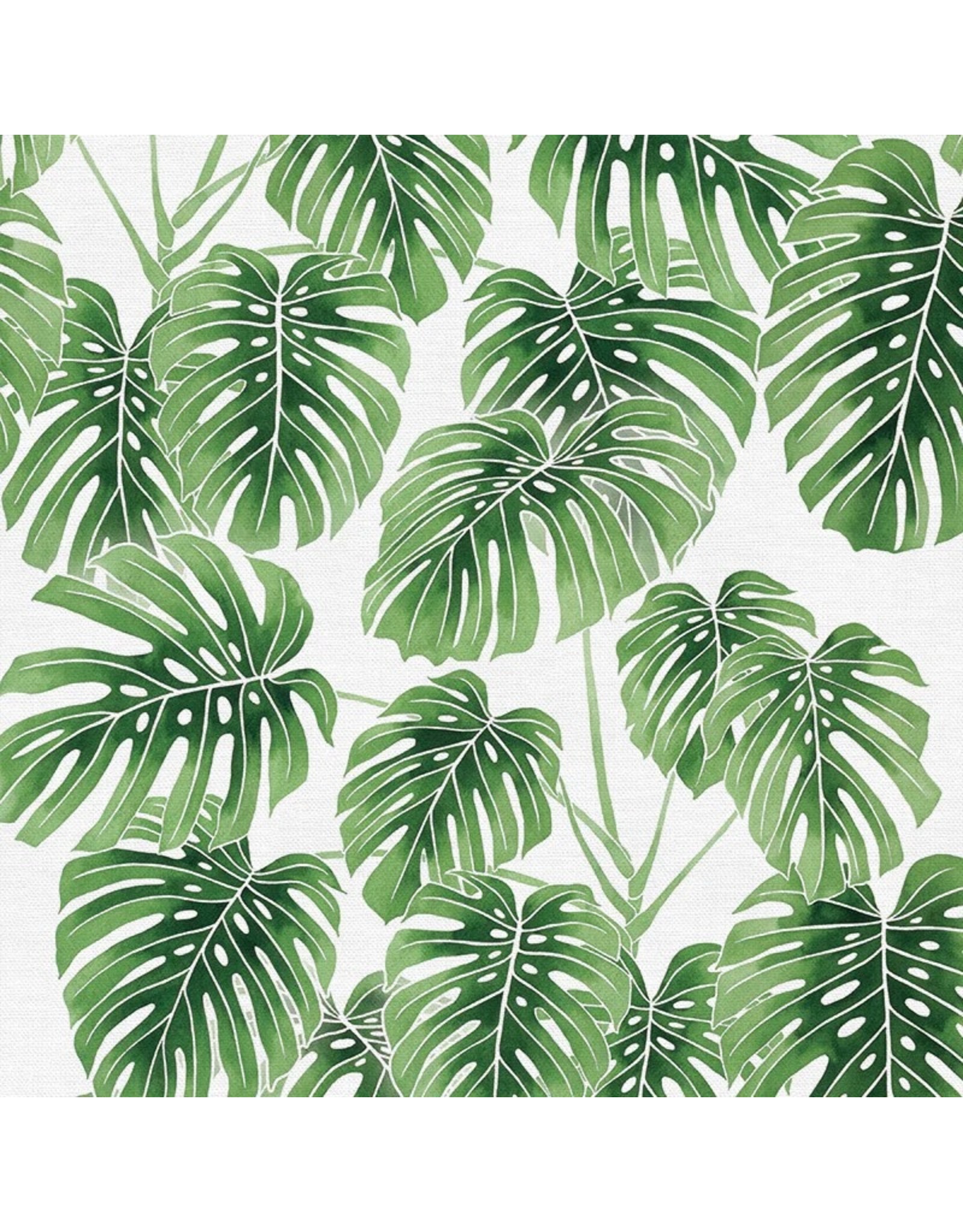 Paintbrush Studio Modern Botanicals, Monstera in Green, Fabric Half-Yards