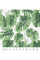 Paintbrush Studio Modern Botanicals, Monstera in Green, Fabric Half-Yards