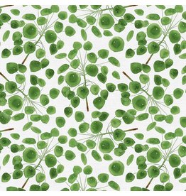 Paintbrush Studio Modern Botanicals, Pilea in Green, Fabric Half-Yards