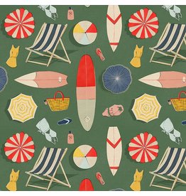 Paintbrush Studio ON SALE - 5 YARD CUT, Beach Day, Beach Day in Green