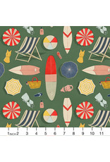 Paintbrush Studio ON SALE - 5 YARD CUT, Beach Day, Beach Day in Green