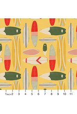 Paintbrush Studio Beach Day, Surf's Up in Yellow, Fabric Half-Yards