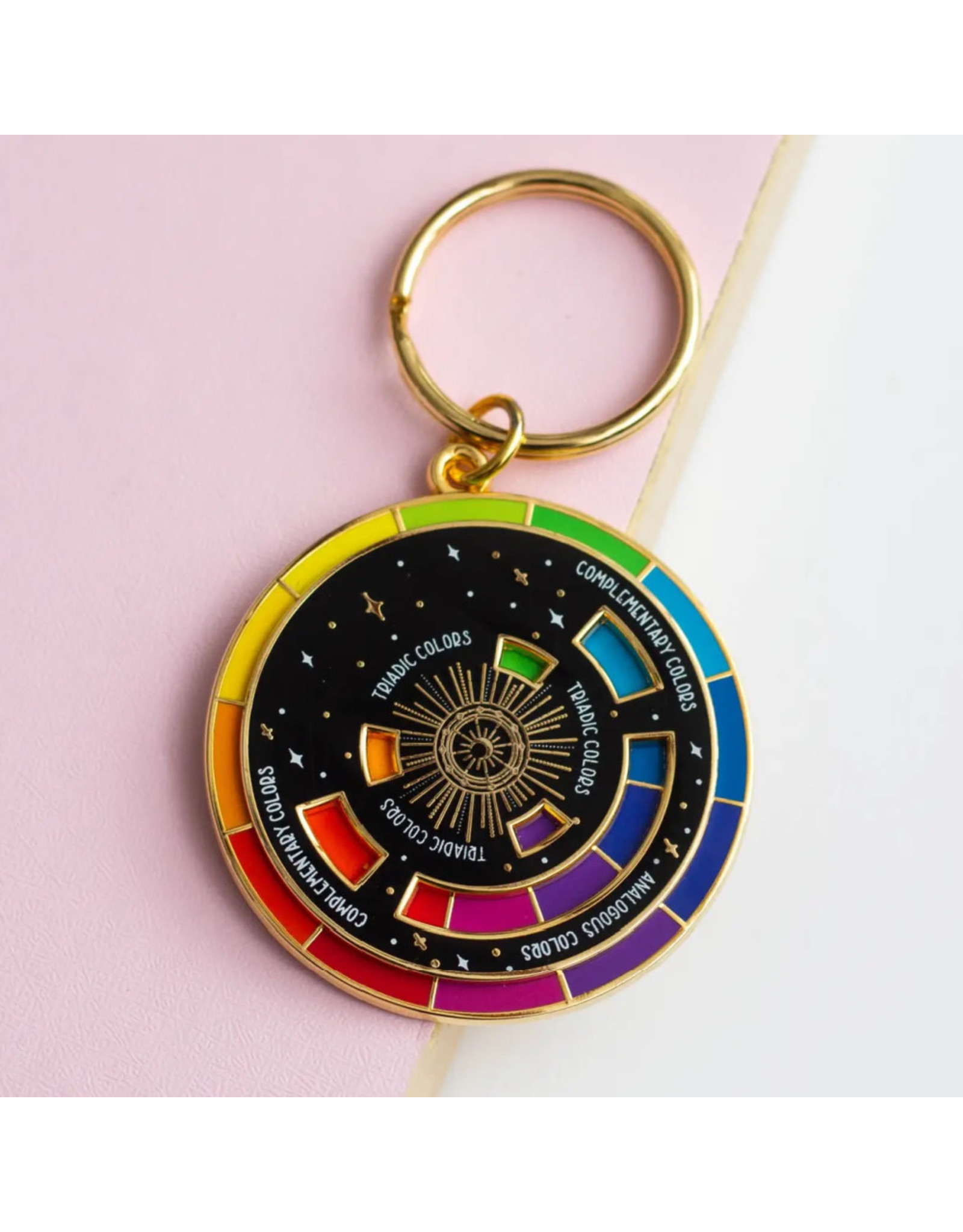 The Gray Muse Color Wheel Enamel Keychain, Gold