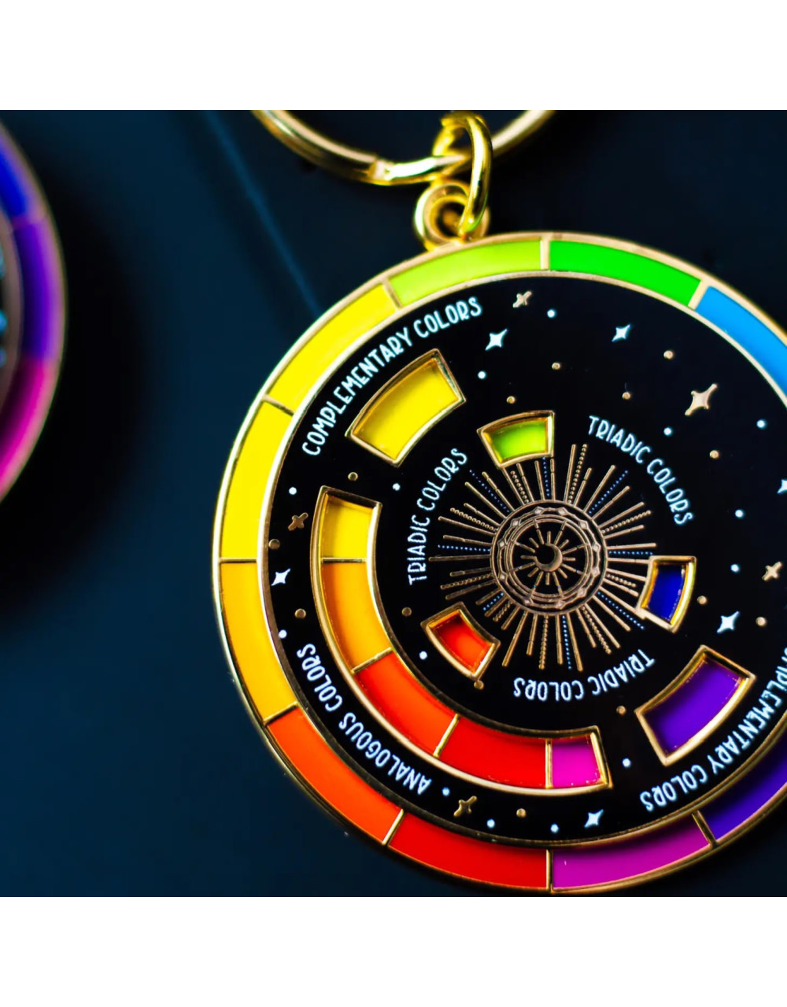 The Gray Muse Color Wheel Enamel Keychain, Gold