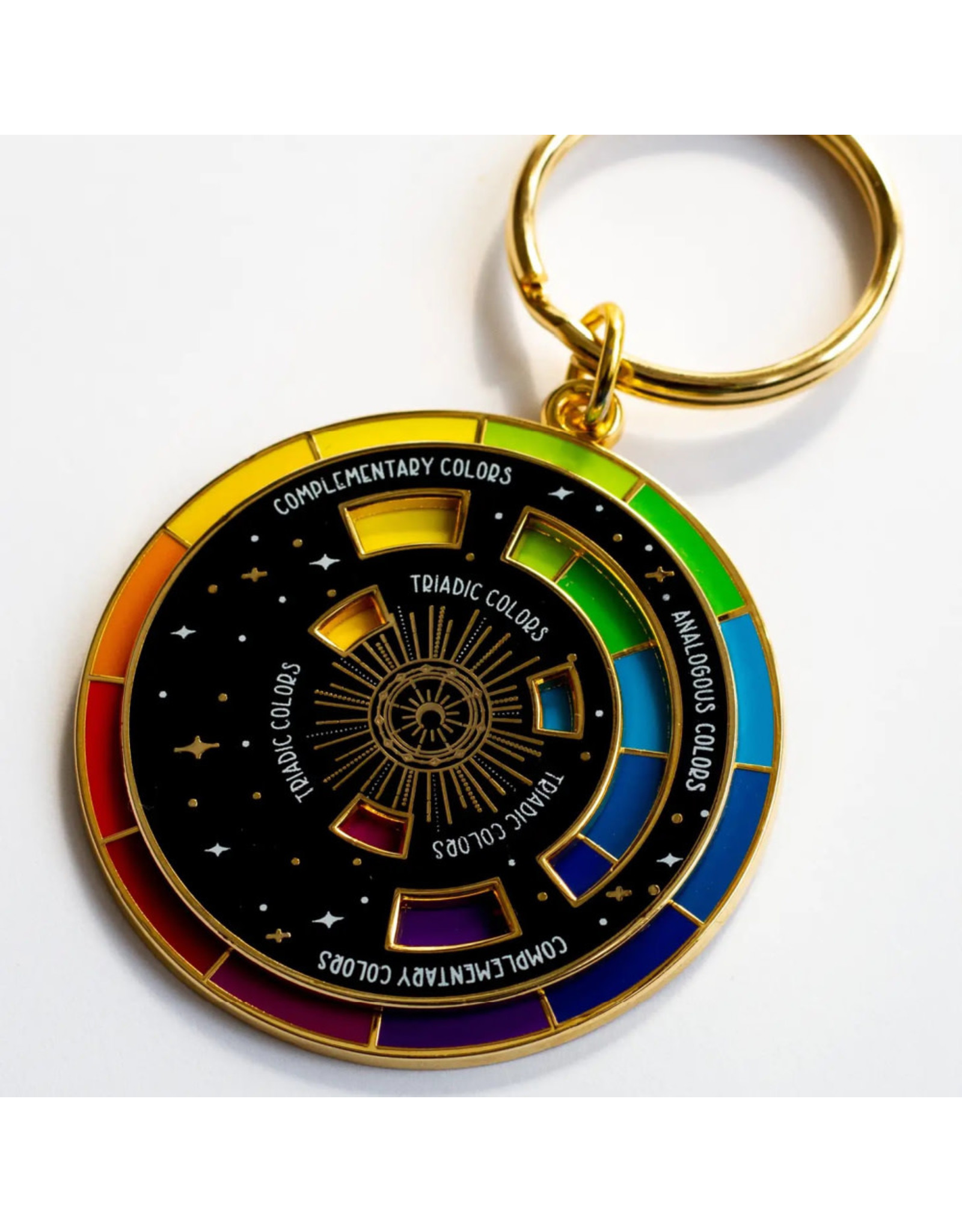 The Gray Muse Color Wheel Enamel Keychain, Gold