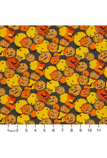 Alexander Henry Fabrics Haunted House, Pumpkin Polka Dot in Charcoal, Fabric Half-Yards