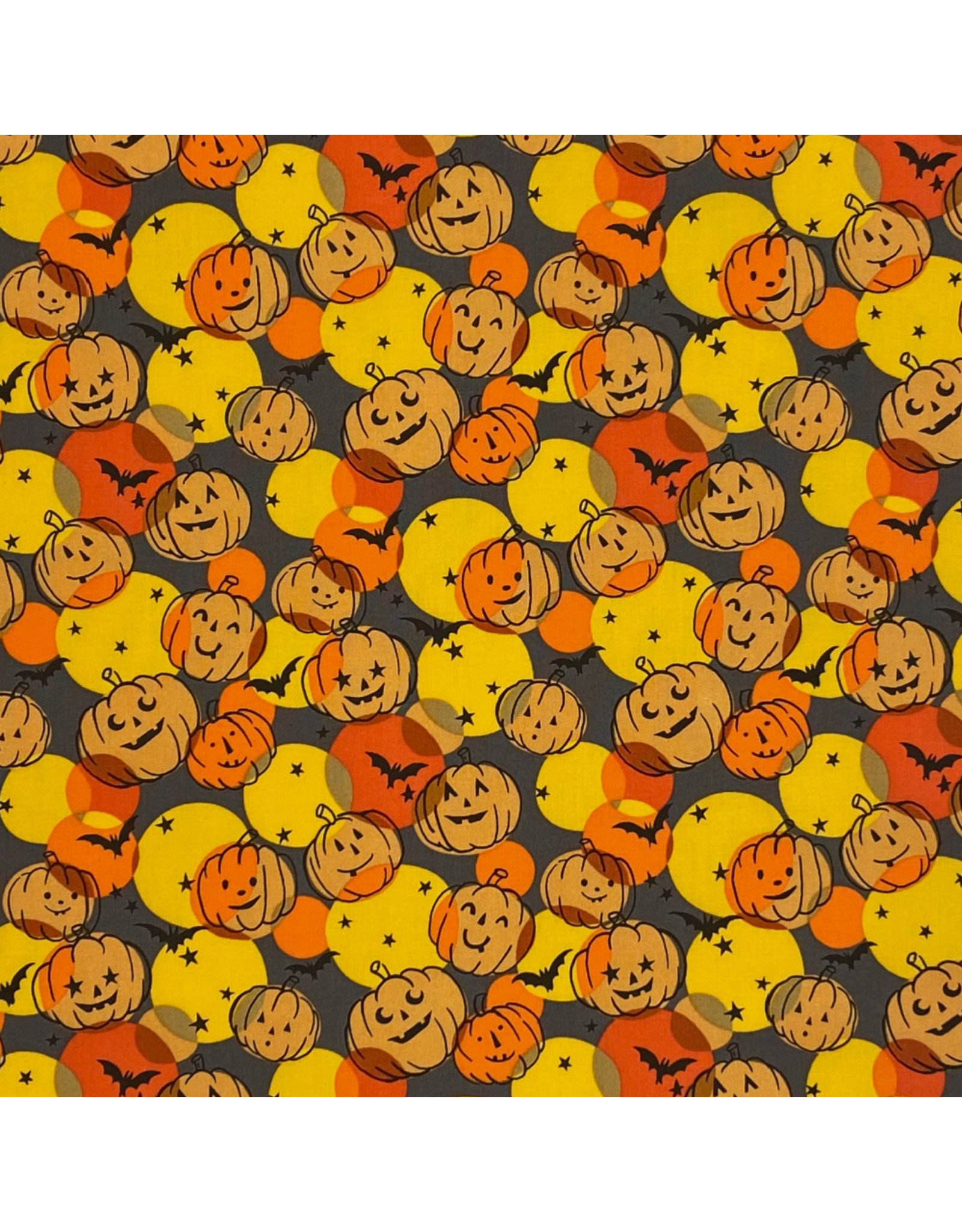 Alexander Henry Fabrics Haunted House, Pumpkin Polka Dot in Charcoal, Fabric Half-Yards