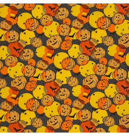 Alexander Henry Fabrics Haunted House, Pumpkin Polka Dot in Charcoal, Fabric Half-Yards