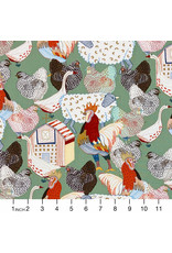 PD's Alexander Henry Collection Nicole's Prints, Rainbow Roost in Sage, Dinner Napkin