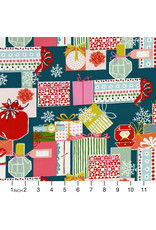 Alexander Henry Fabrics Christmas Time, Perfect Packages in Spruce, Fabric Half-Yards