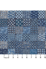 Alexander Henry Fabrics Indigo West, Sunrise Tapa in Indigo, Fabric Half-Yards