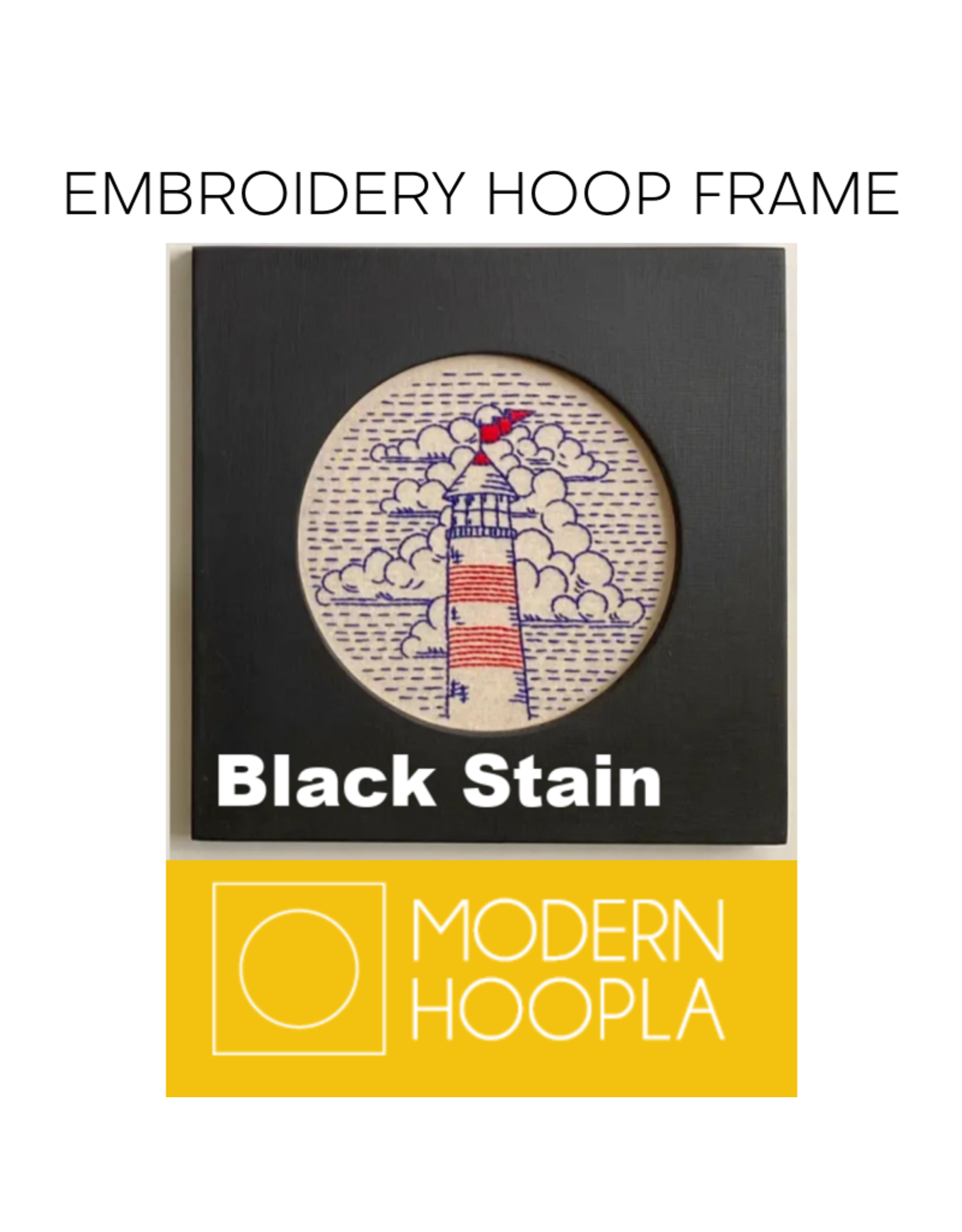Modern Hoopla Square Hoop Frame in Black Stain for 6" Embroidery Hoop