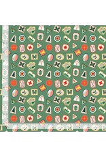 Dear Stella Gone Camping, Camp Badges in Meadow, Fabric Half-Yards