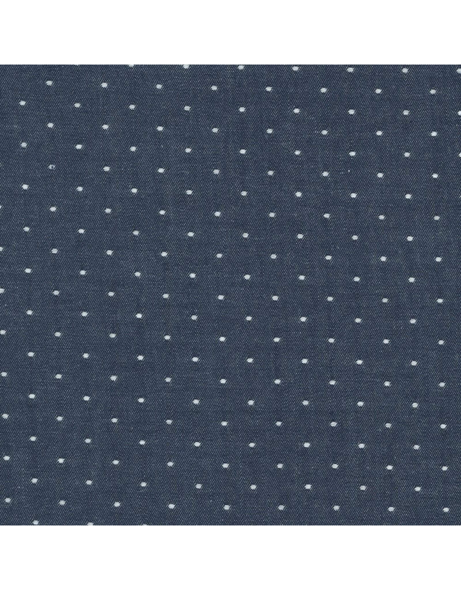 Robert Kaufman Cotton Chambray Dots in Indigo, Fabric Half-Yards