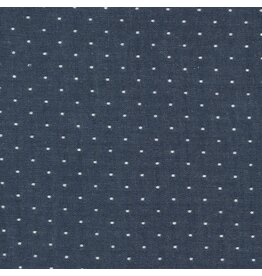 Robert Kaufman Cotton Chambray Dots in Indigo, Fabric Half-Yards