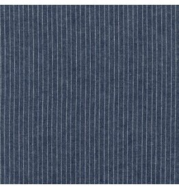 Robert Kaufman Pinstripe Denim 5 oz Washed in Denim, Fabric Half-Yards