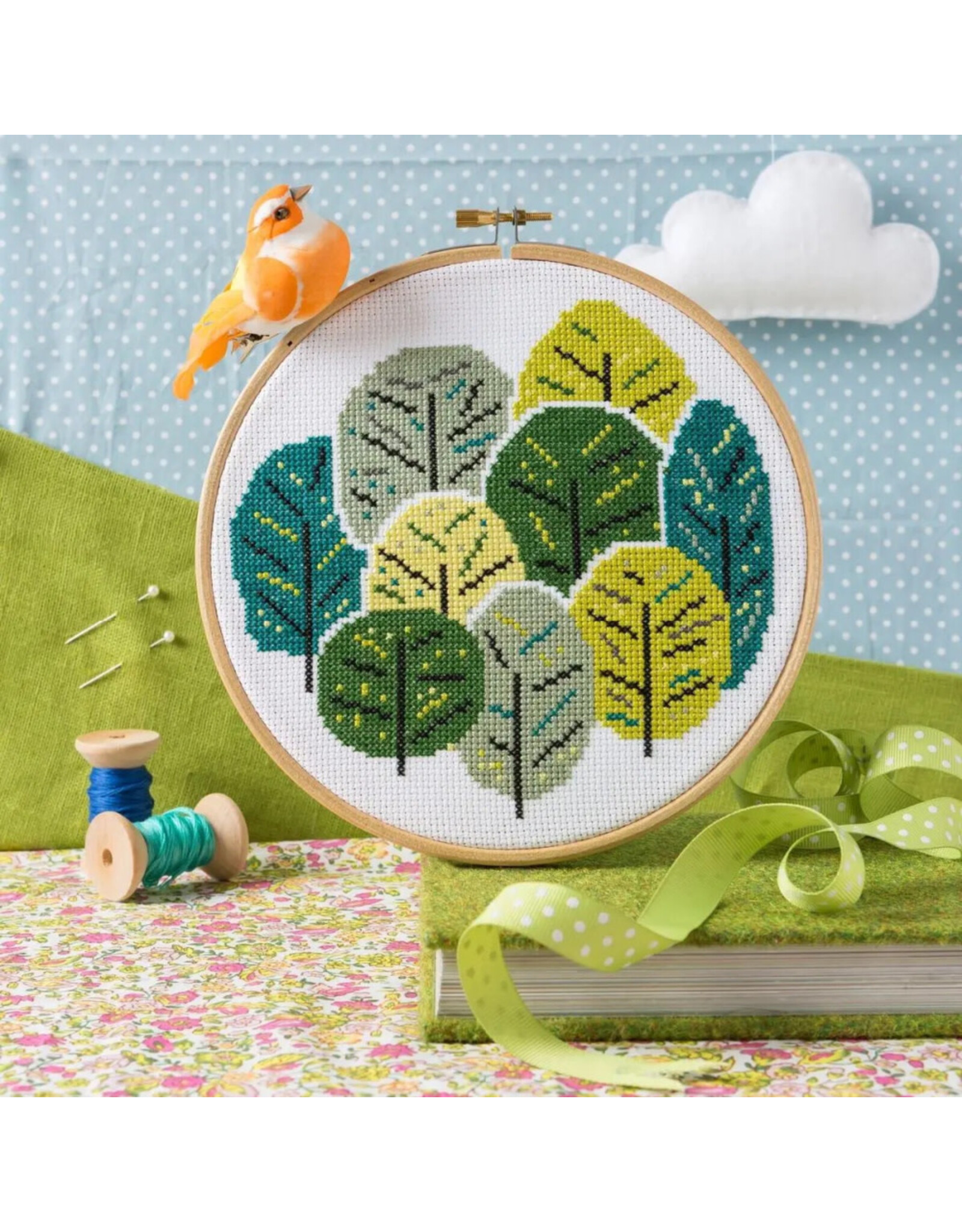 Hawthorne Handmade ON SALE - Summer Trees Cross Stitch Kit - 40% OFF