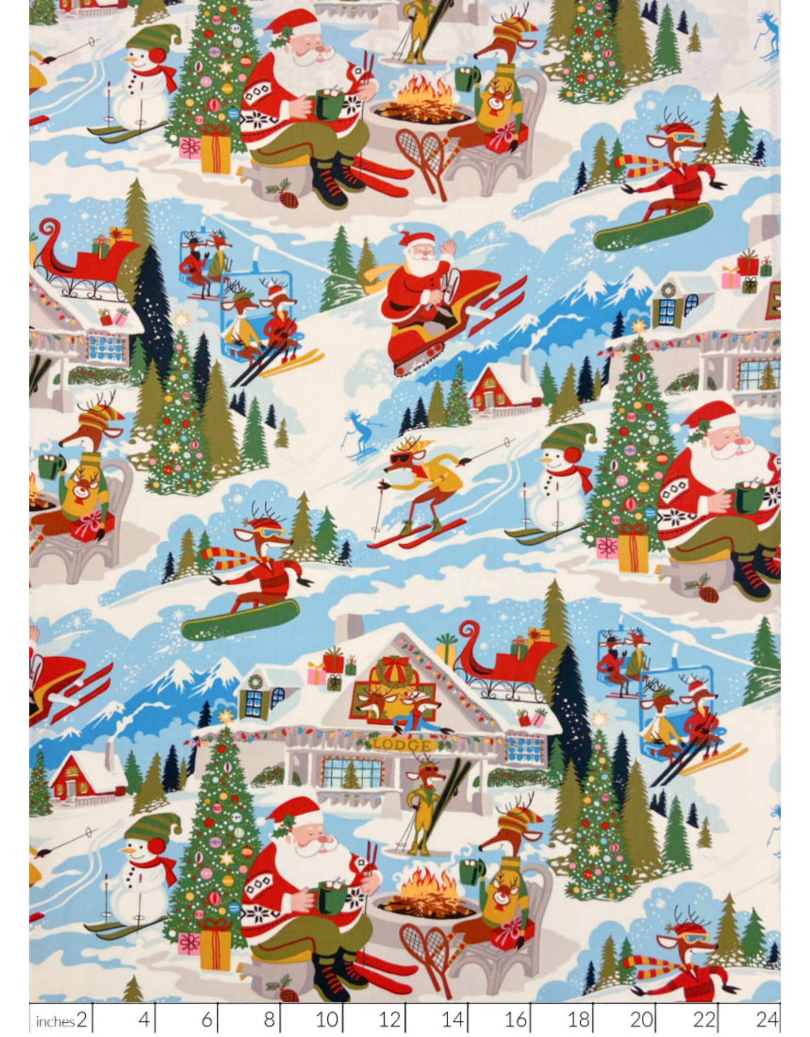 Christmas Collection Christmas Time, Santa at Yuletide Lodge in Sky Blue, Dinner Napkin