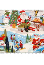 Alexander Henry Fabrics Christmas Time, Santa at Yuletide Lodge, Fabric Half-Yards