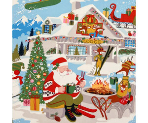 Alexander Henry Fabrics Christmas Time, Santa at Yuletide Lodge, Fabric  Half-Yards