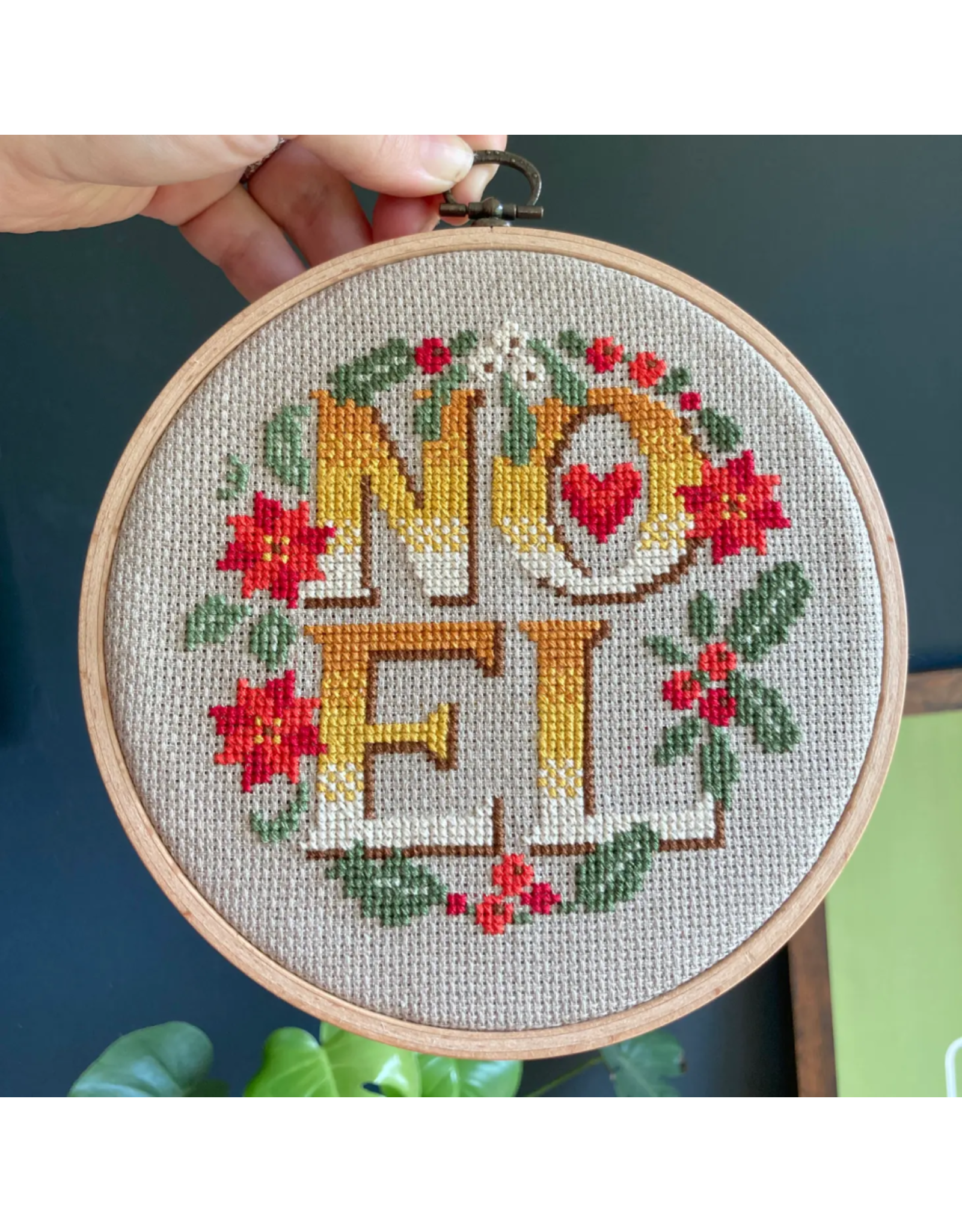 Love Poppet ON SALE - NOEL - Four Letter Floral Modern Cross Stitch Kit