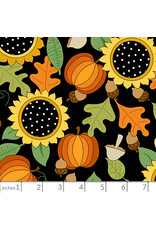 PD's Andover Collection Give Thanks, Fall Bounty in Black,  Dinner Napkin