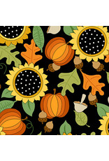 Andover Fabrics Give Thanks, Fall Bounty in Black, Fabric Half-Yards