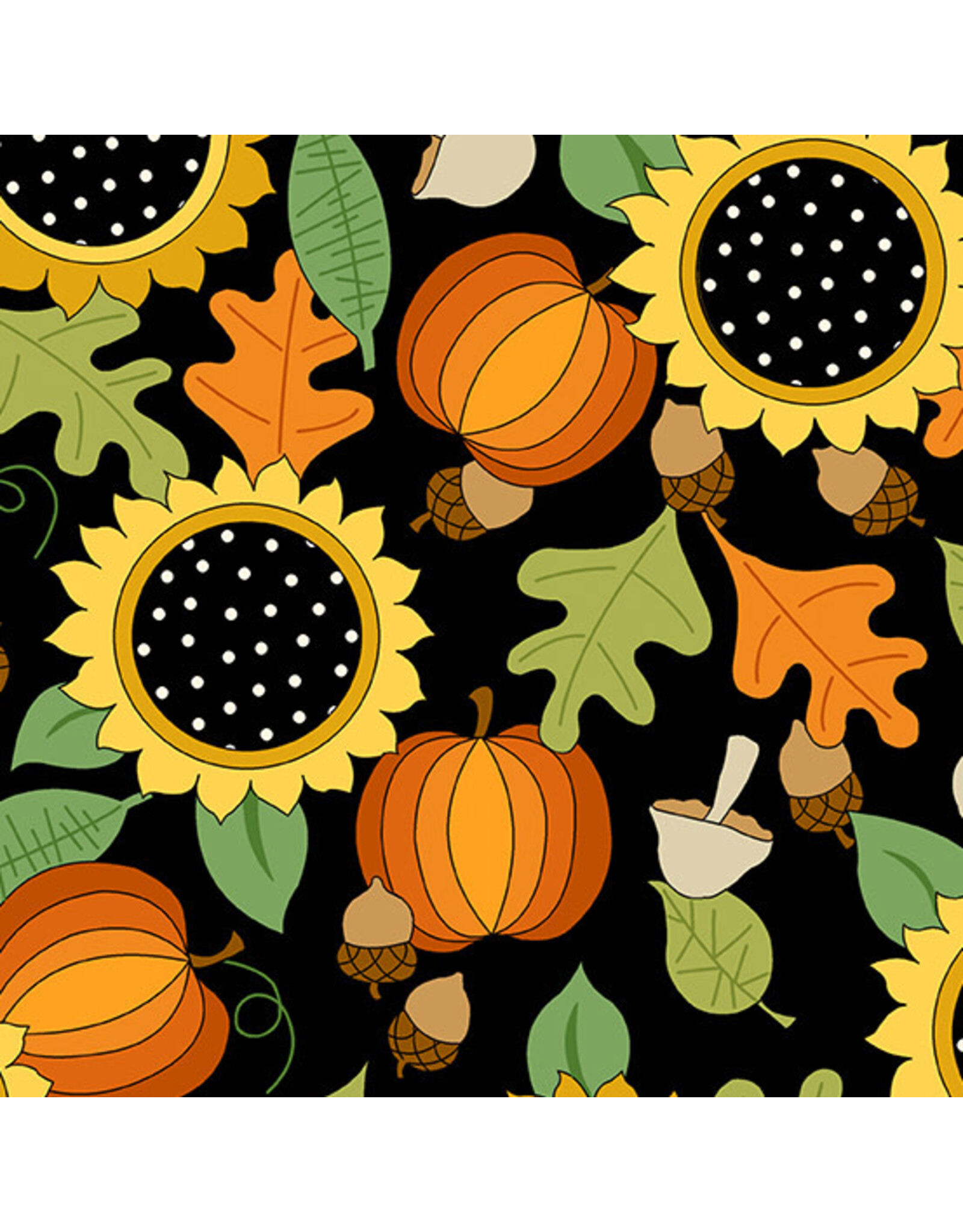 Andover Fabrics Give Thanks, Fall Bounty in Black, Fabric Half-Yards