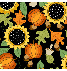 Andover Fabrics Give Thanks, Fall Bounty in Black, Fabric Half-Yards