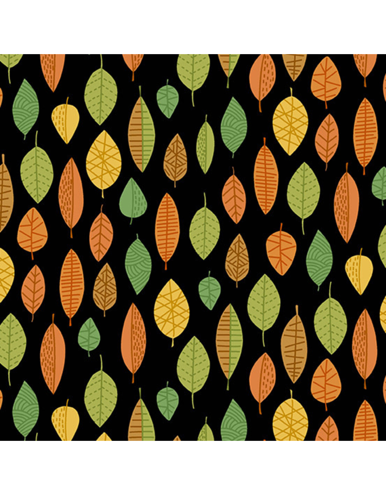 Andover Fabrics Give Thanks, Leaves in Black, Fabric Half-Yards