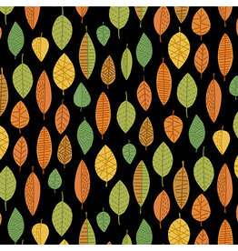 Andover Fabrics Give Thanks, Leaves in Black, Fabric Half-Yards