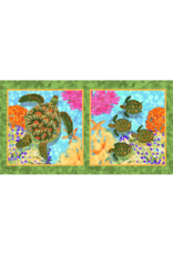 Andover Fabrics Reef, Sea Turtle Panel in Multi, 24” x 42” Fabric Panel